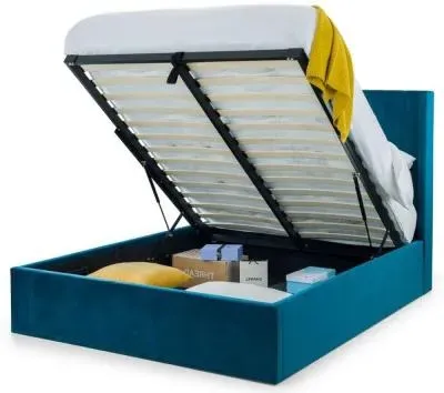 Langham Ottoman Storage Bed - Teal, Velvet