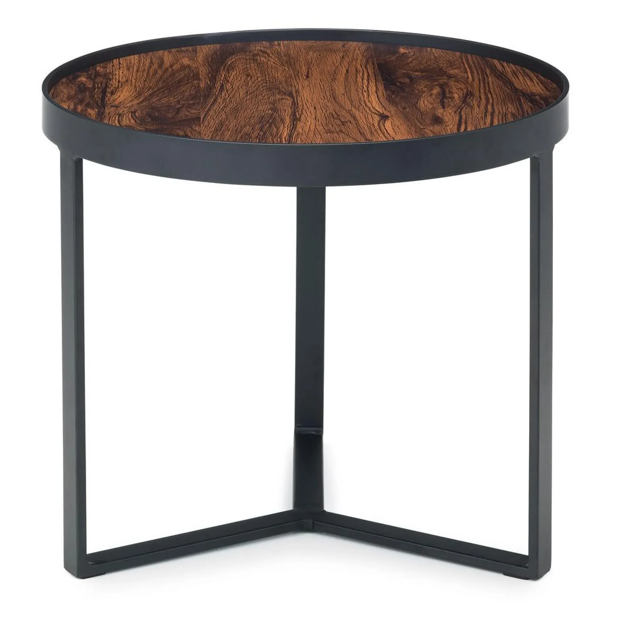 Loft Round Lamp Table - Walnut, Black