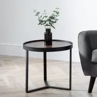 Loft Round Lamp Table - Walnut, Black