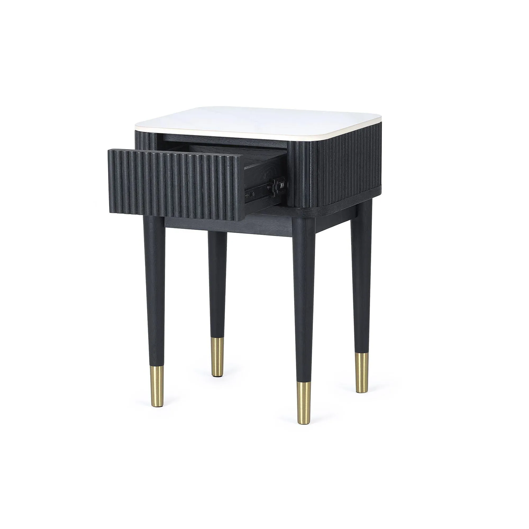 Louis 1 Drawer Lamp Table - White, Ceramic