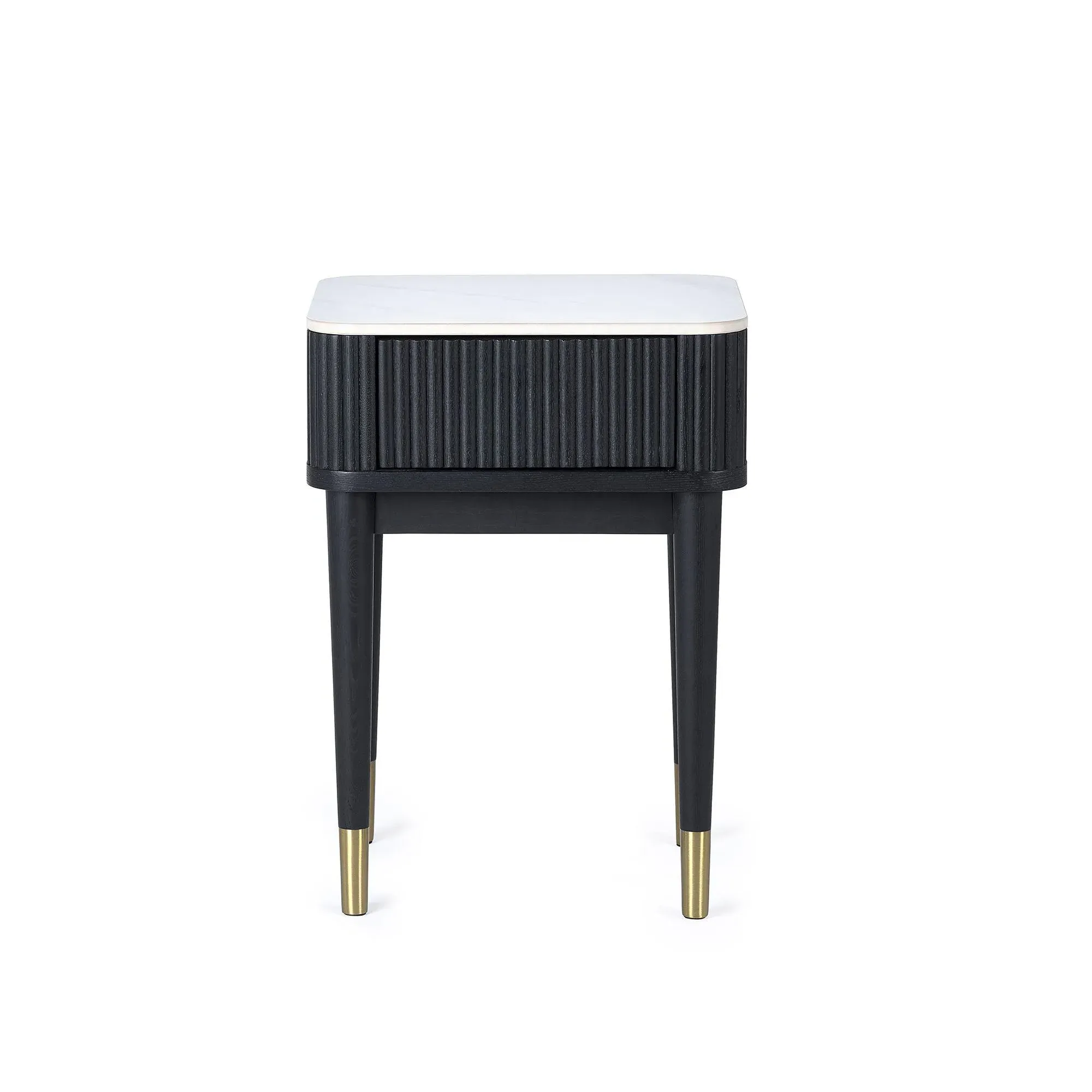 Louis 1 Drawer Lamp Table - White, Ceramic