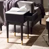 Louis 1 Drawer Lamp Table - White, Ceramic