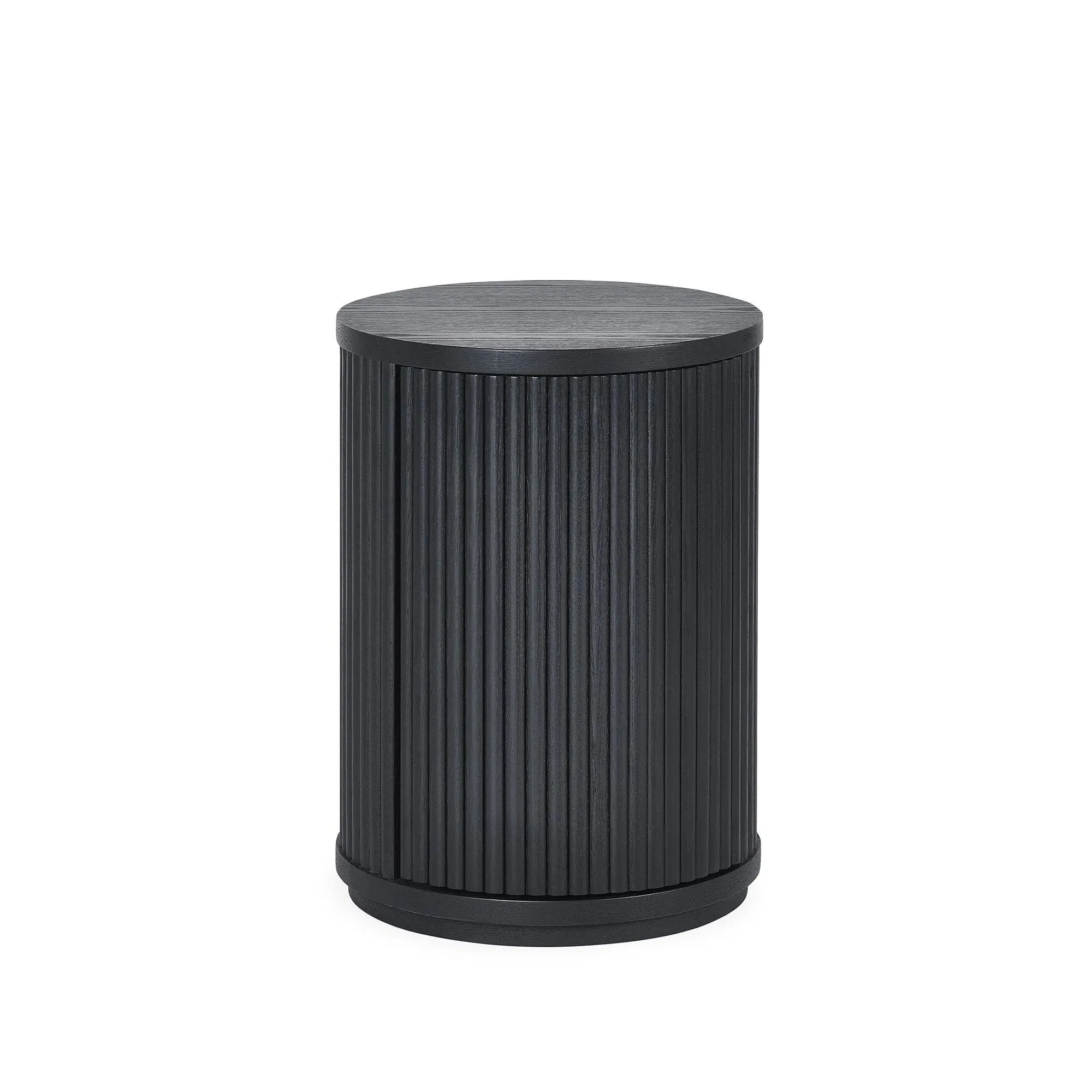 Louis Round Side Table with Storage - Black