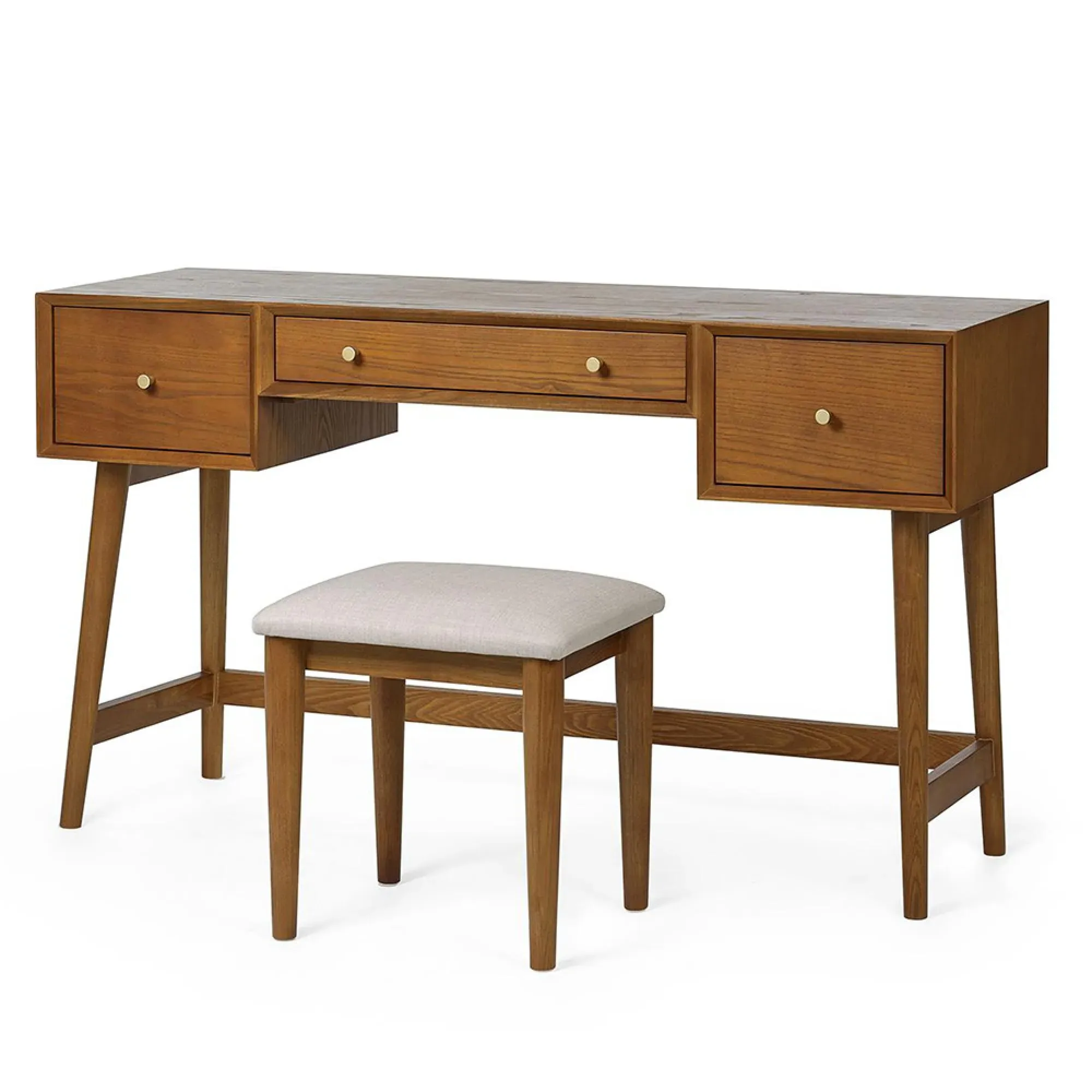 Lowry 3 Drawer Dressing Table with Stool - Cherry Wood