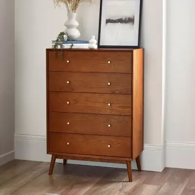 Lowry 5 Drawer Chest - Cherry Wood