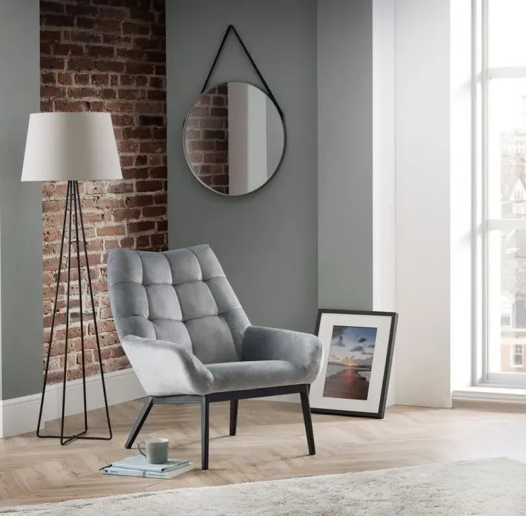 Lucerne Accent Chair - Grey, Velvet