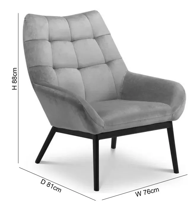 Lucerne Accent Chair - Grey, Velvet