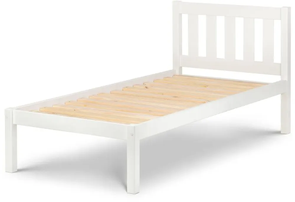 Luna Slatted Bed Frame - White, Pine