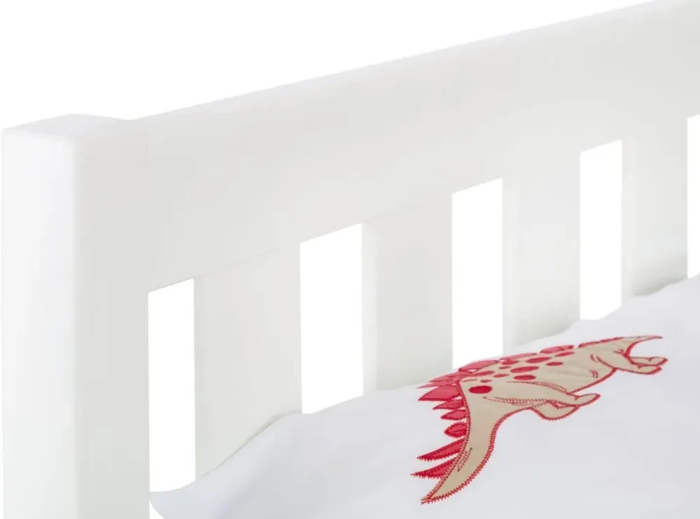 Luna Slatted Bed Frame - White, Pine