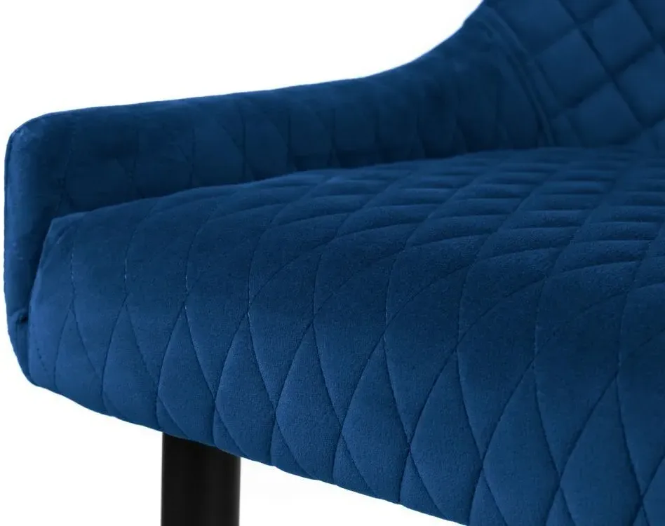 Luxe High Back Bench - Blue, Velvet