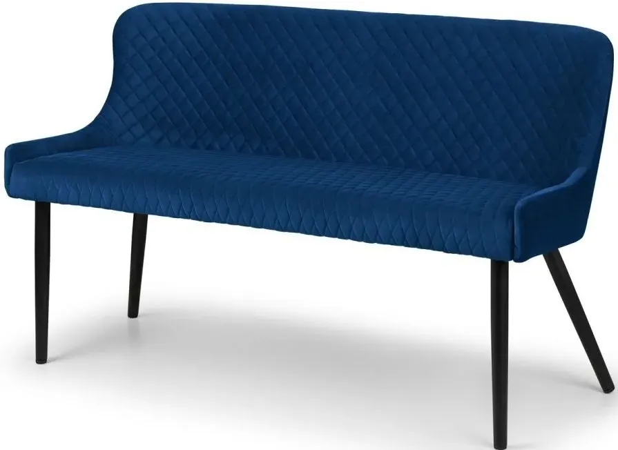Luxe High Back Bench - Blue, Velvet