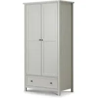 Maine 2 Door Wardrobe with Drawer - Grey, Pine