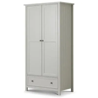 Maine 2 Door Wardrobe with Drawer - Grey, Pine