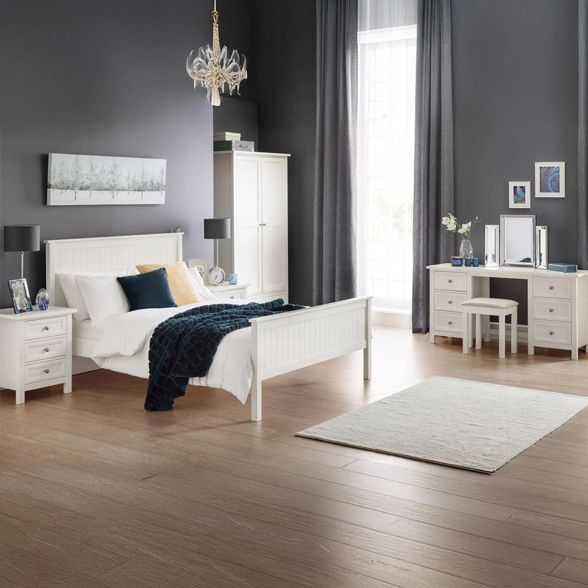 Maine 2 Door Wardrobe with Drawer - White, Pine