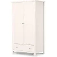 Maine 2 Door Wardrobe with Drawer - White, Pine