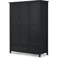 Maine 3 Door 2 Drawer Wardrobe - Black, Pine