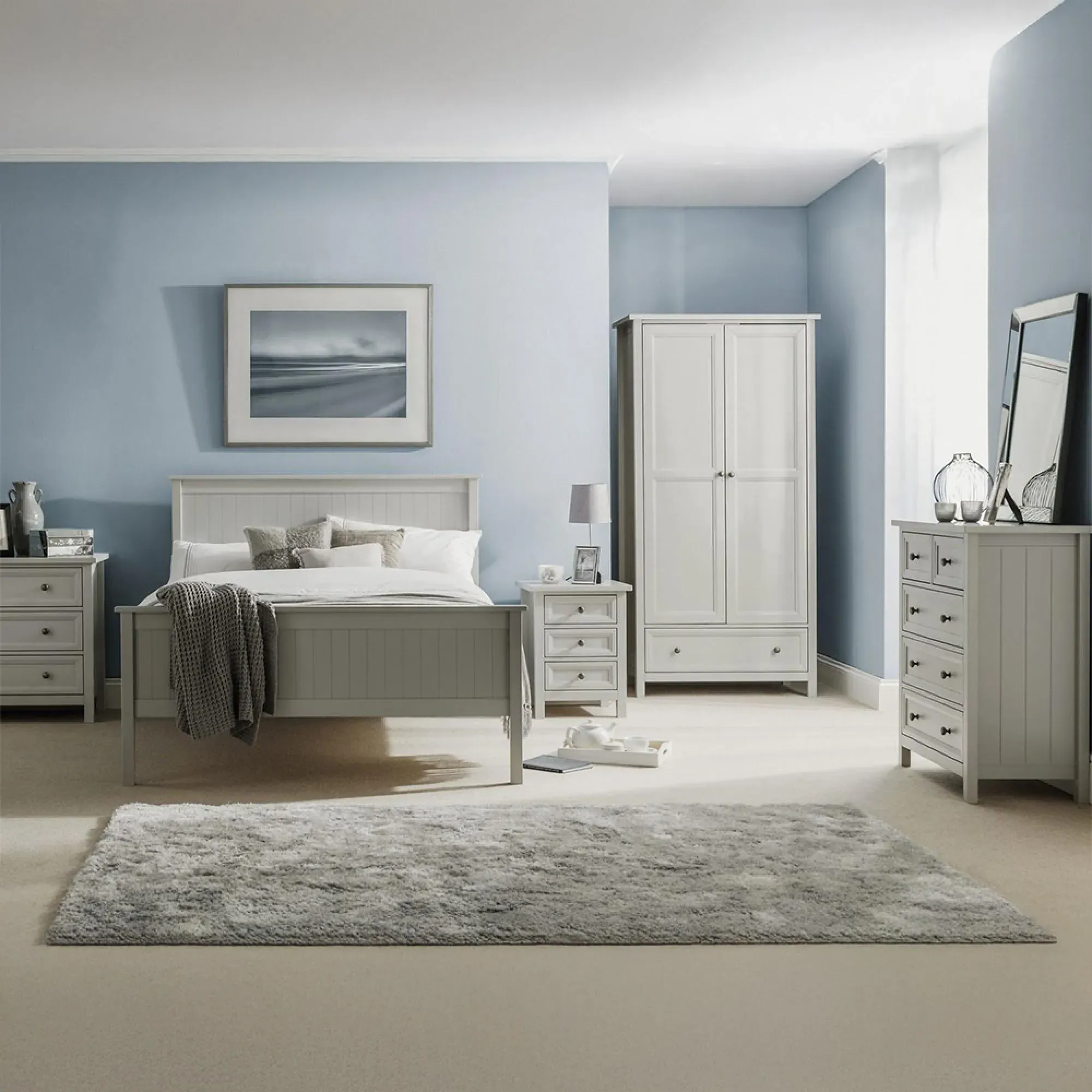 Maine 3 Door 2 Drawer Wardrobe - Grey, Pine