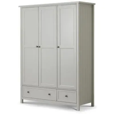 Maine 3 Door 2 Drawer Wardrobe - Grey, Pine