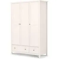 Maine 3 Door 2 Drawer Wardrobe - White, Pine