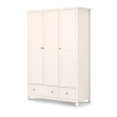 Maine 3 Door 2 Drawer Wardrobe - White, Pine
