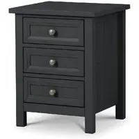 Maine 3 Drawer Bedside Cabinet - Black, Pine