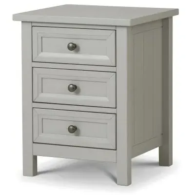 Maine 3 Drawer Bedside Cabinet - Grey, Pine