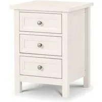 Maine 3 Drawer Bedside Cabinet - White, Pine