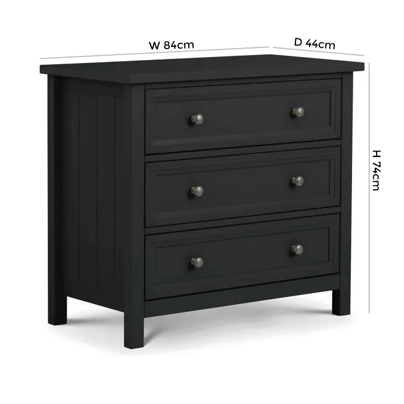 Maine 3 Drawer Small Chest - Anthracite, Pine