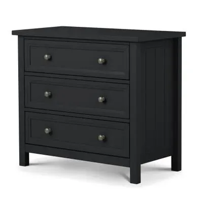 Maine 3 Drawer Small Chest - Anthracite, Pine image