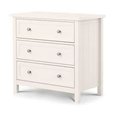 Maine 3 Drawer Small Chest - White, Pine