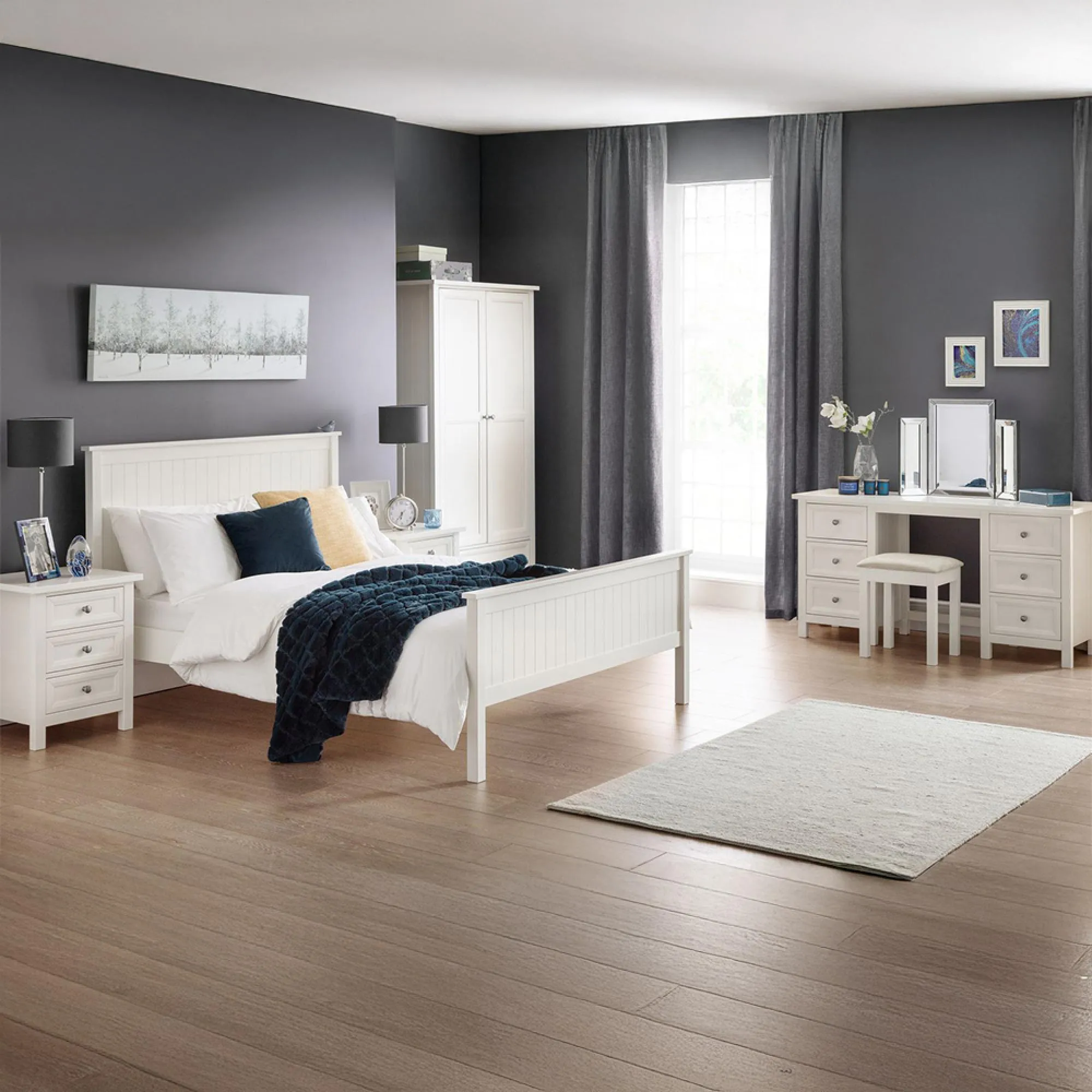 Maine 3+2 Drawer Chest - White, Pine