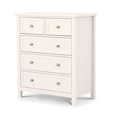 Maine 3+2 Drawer Chest - White, Pine