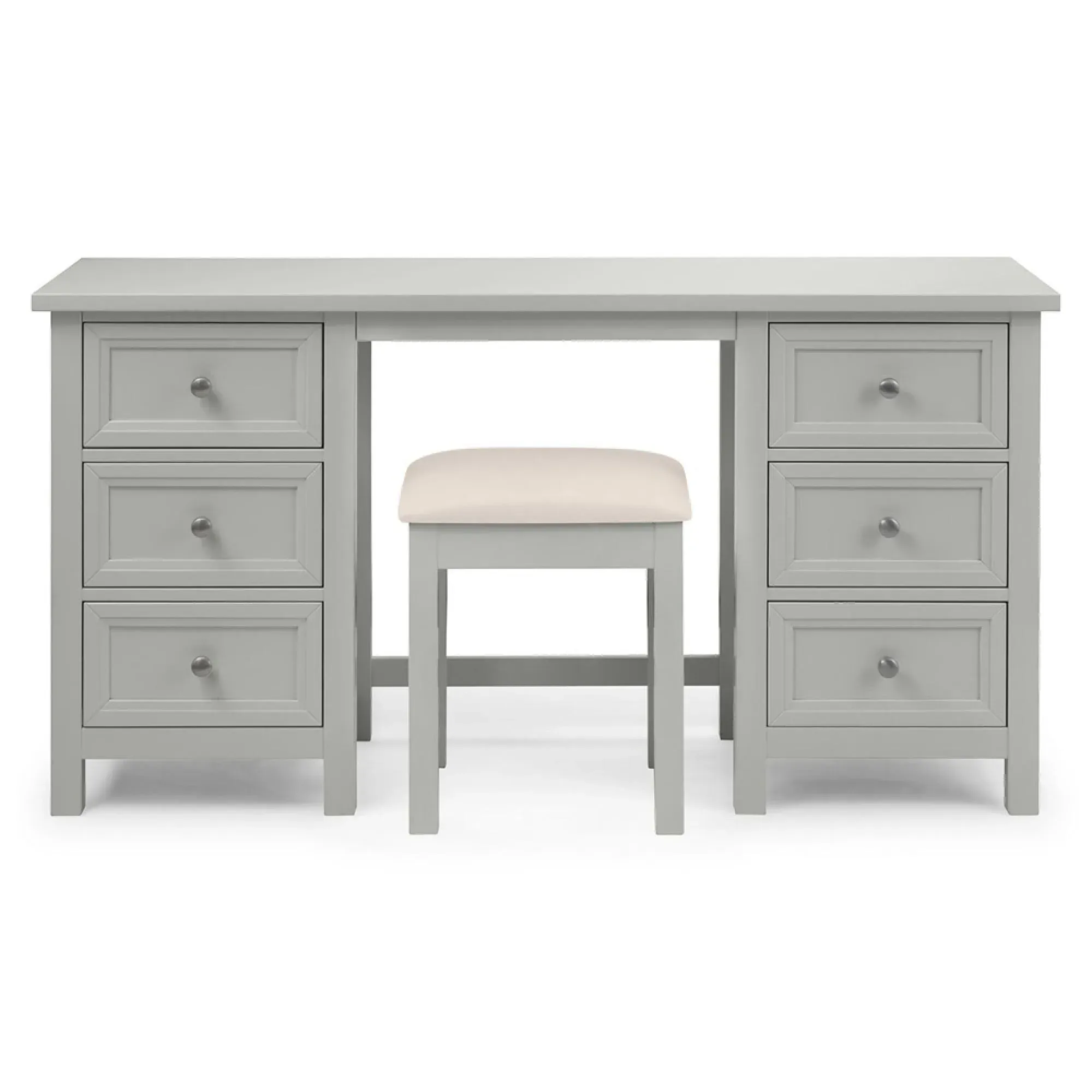 Maine 6 Drawer Double Dressing Table - Grey, Pine