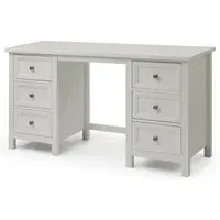Maine 6 Drawer Double Dressing Table - Grey, Pine