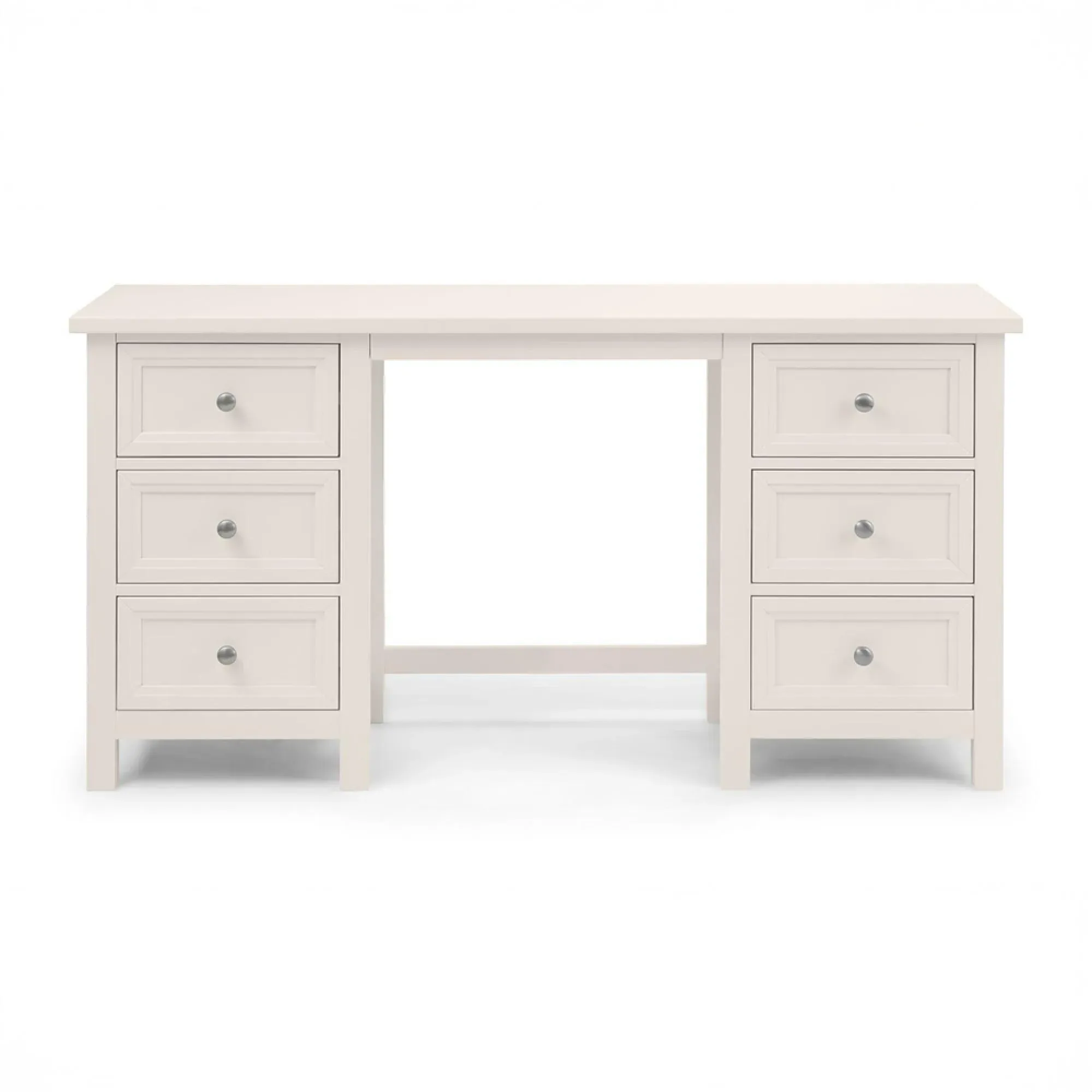 Maine 6 Drawer Double Dressing Table - White, Pine