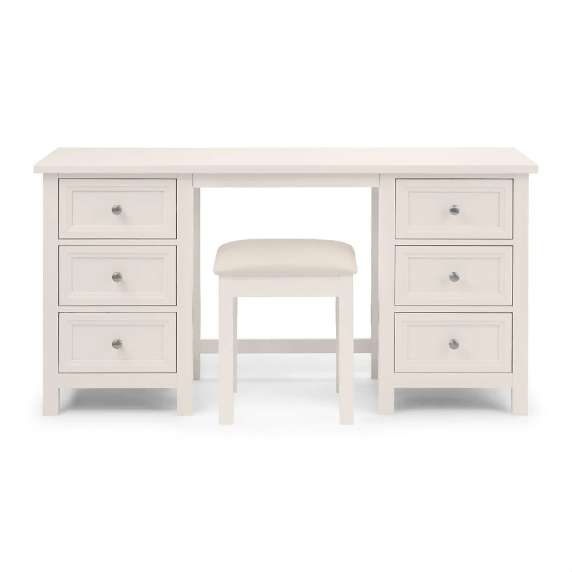 Maine 6 Drawer Double Dressing Table - White, Pine