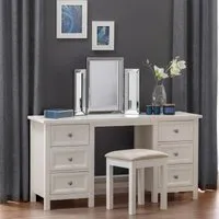 Maine 6 Drawer Double Dressing Table - White, Pine