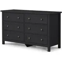 Maine 6 Drawer Wide Chest - Anthracite, Pine