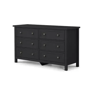 Maine 6 Drawer Wide Chest - Anthracite, Pine image