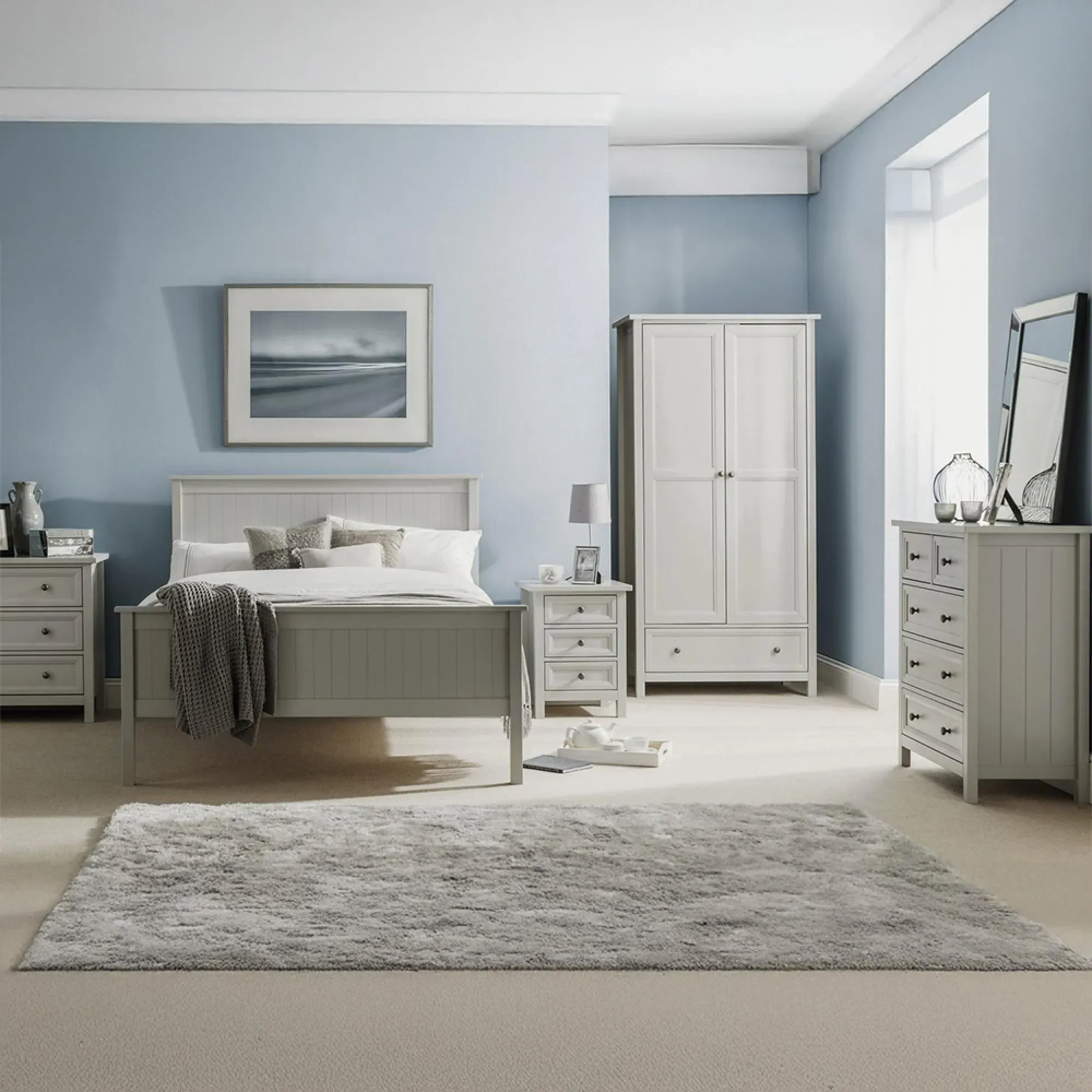 Maine 6 Drawer Wide Chest - Dove Grey, Pine