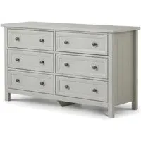 Maine 6 Drawer Wide Chest - Dove Grey, Pine