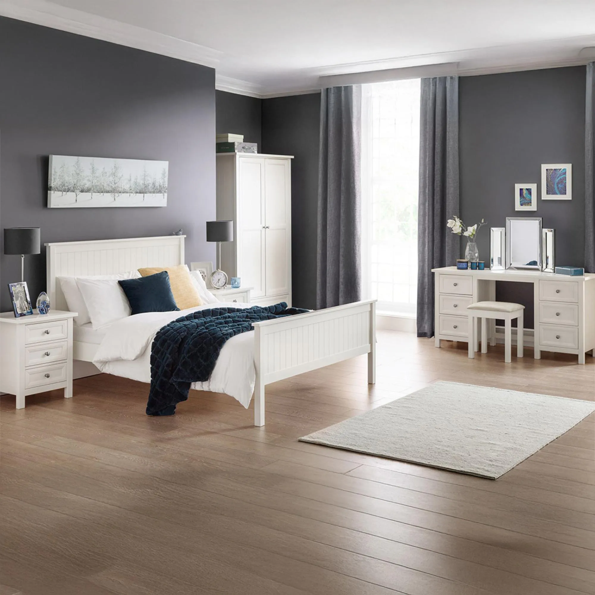 Maine 6 Drawer Wide Chest - White, Pine