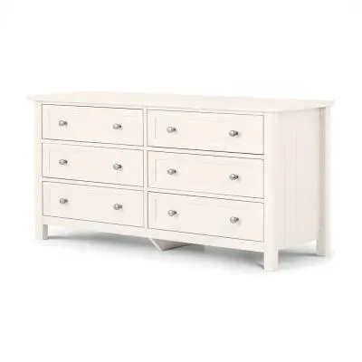 Maine 6 Drawer Wide Chest - White, Pine