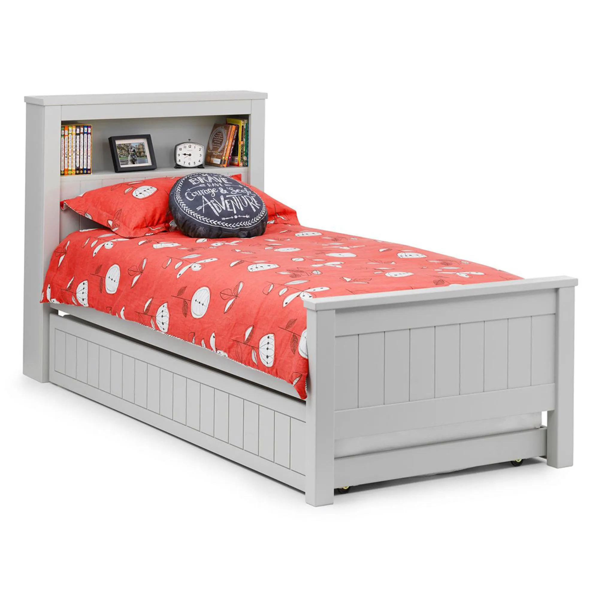 Maine Bookcase Bed - Grey, Pine