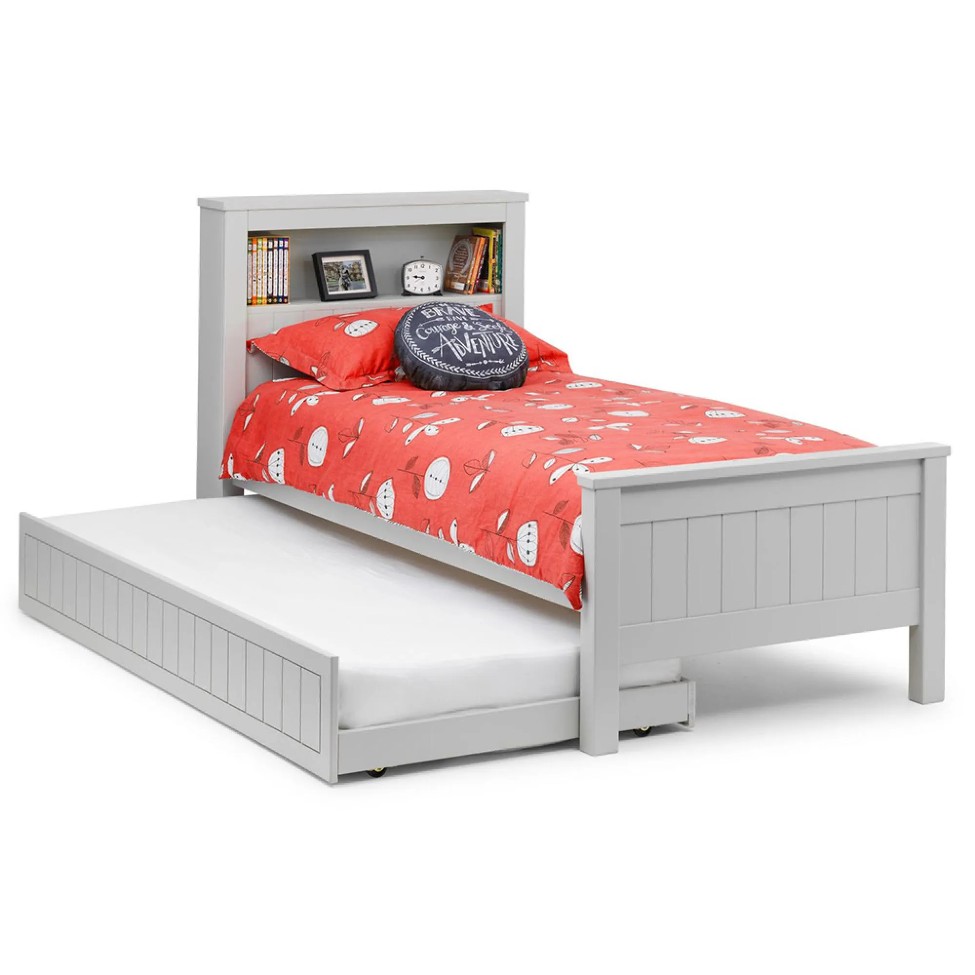 Maine Bookcase Bed - Grey, Pine