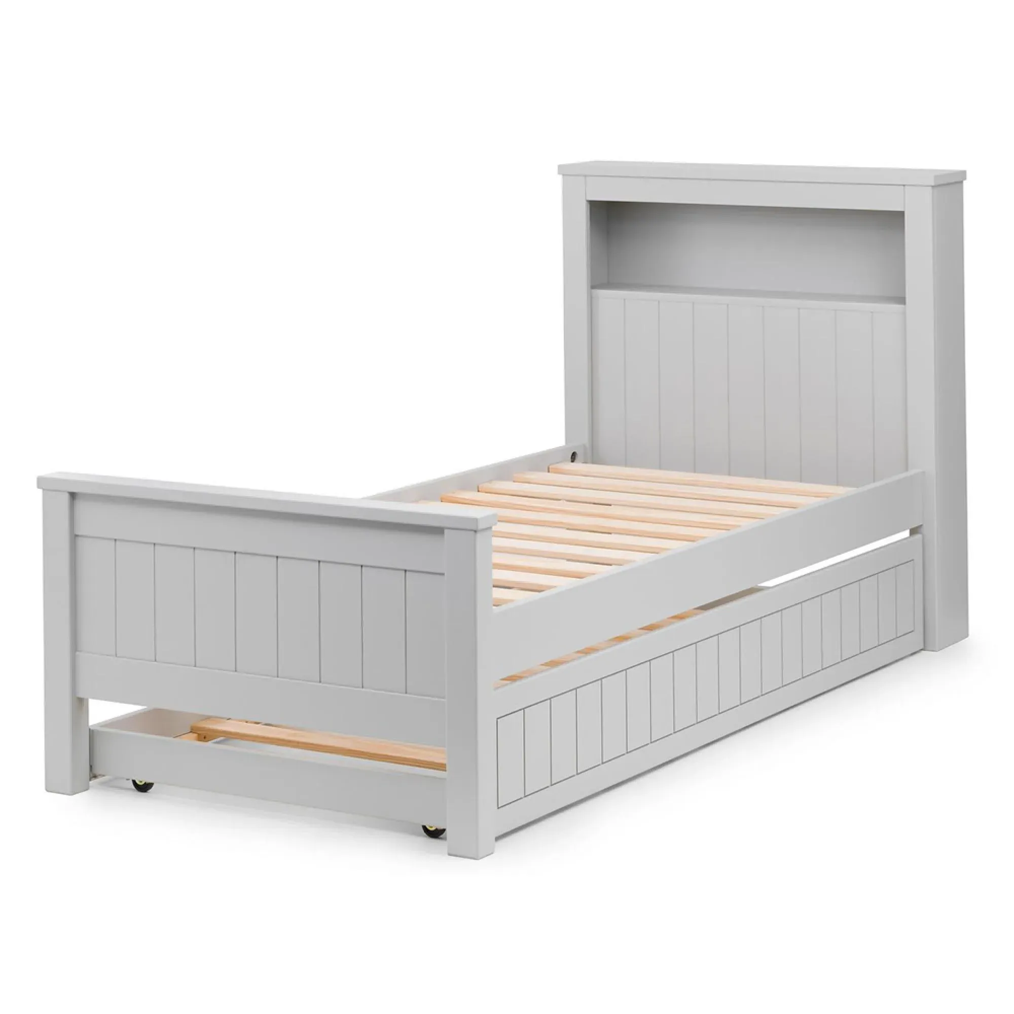Maine Bookcase Bed - Grey, Pine