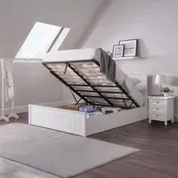 Maine Ottoman Storage Bed - White, Pine