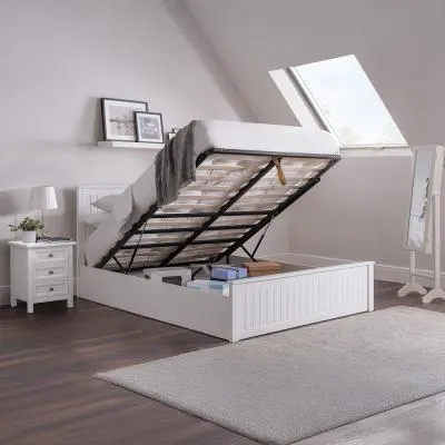 Maine Ottoman Storage Bed - White, Pine
