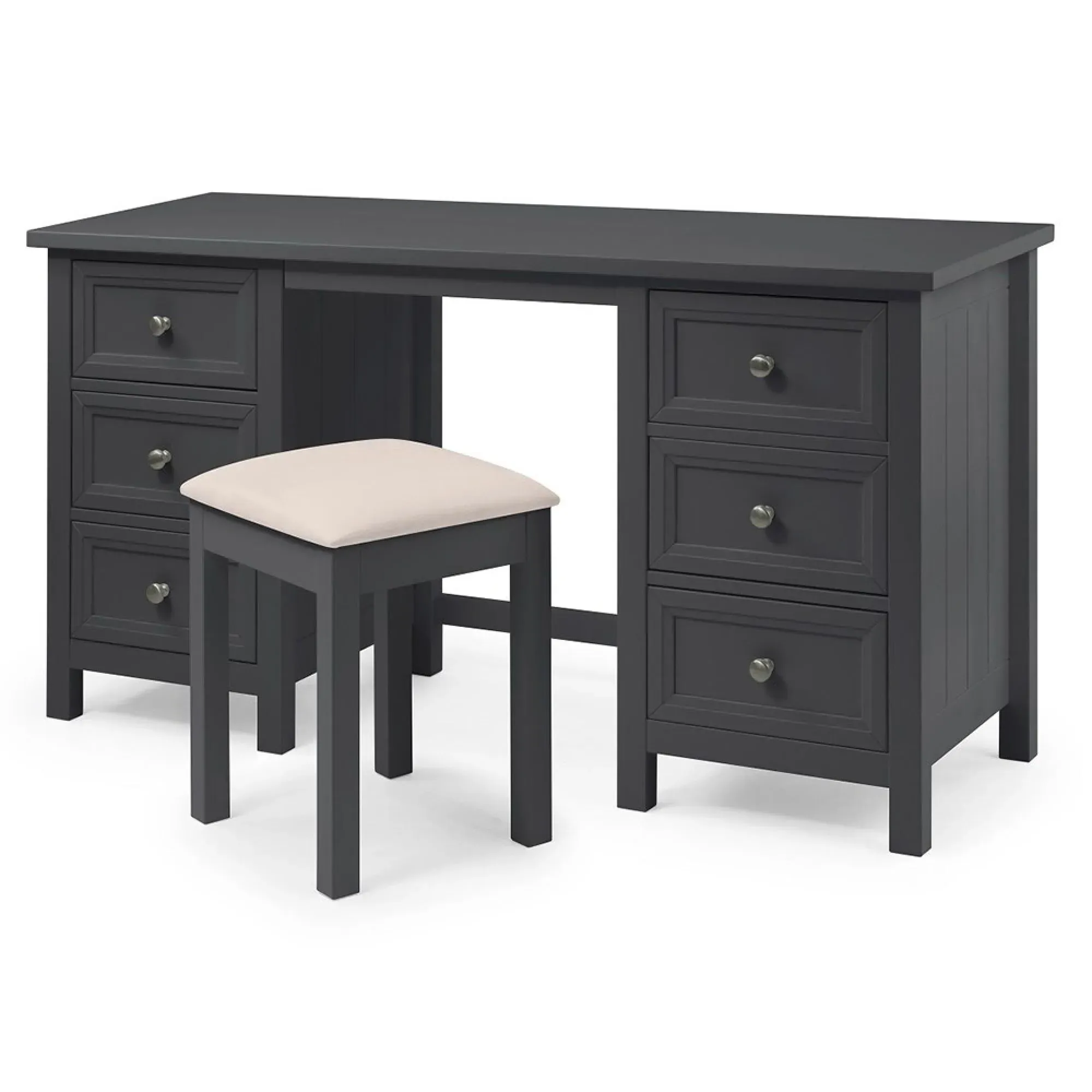 Maine Padded Dressing Stool - Anthracite, Pine