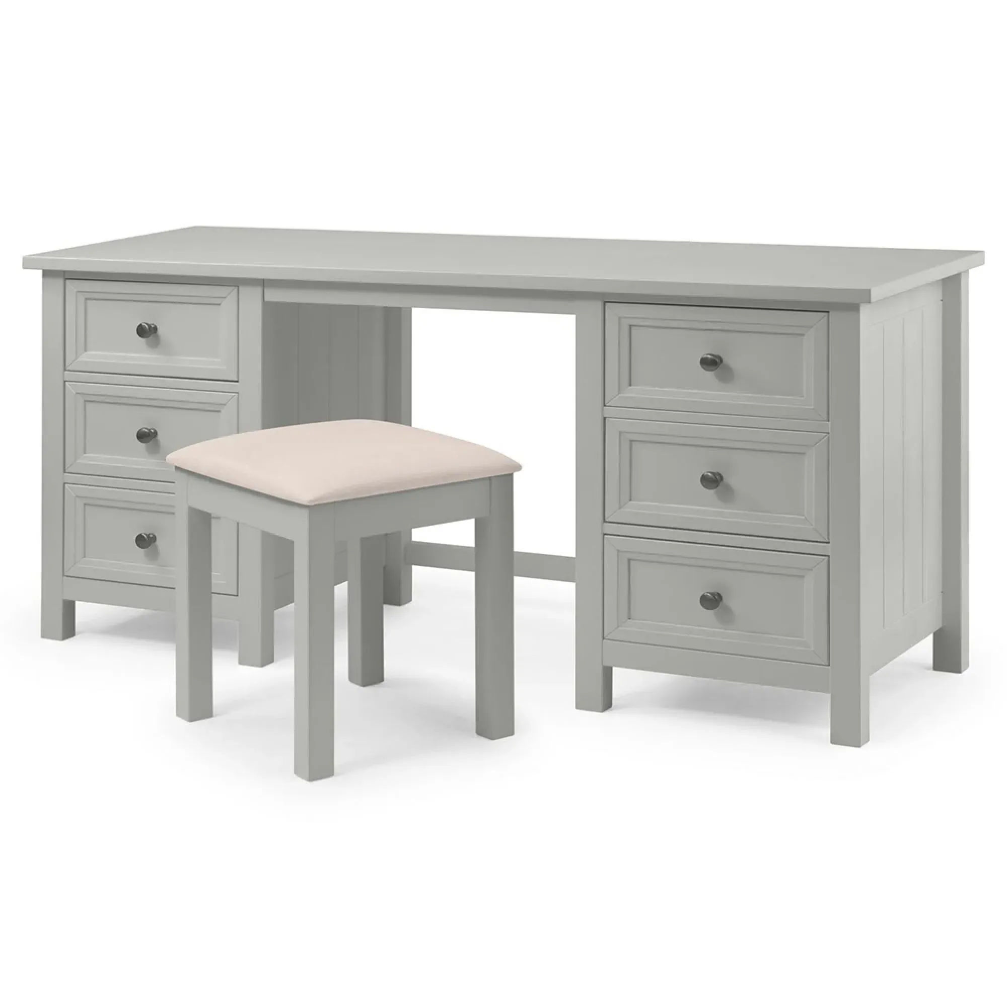 Maine Padded Dressing Stool - Dove Grey, Pine